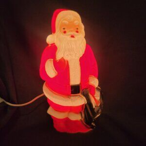 1968 Empire Tabletop Santa Claus Blow Mold w/Black Bag 13 Inch Lighted & Works